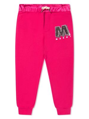 Marni Kids sequin-logo jersey track pants - Pink