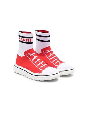 Marni Kids sock-style high-top sneakers - Red