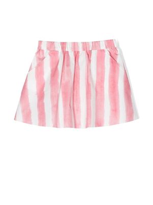 Marni Kids striped logo-patch skirt - Pink