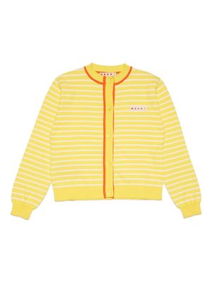 Marni Kids striped-pattern cotton cardigan - Yellow