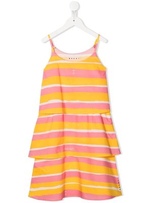 Marni Kids striped tiered midi dress - Pink