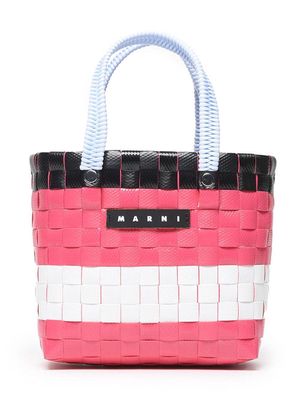 Marni Kids Sunday Morning woven tote bag - Pink