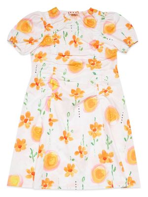 Marni Kids Sunny Day floral-print poplin dress - White