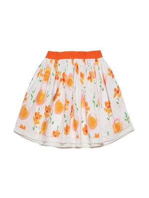 Marni Kids Sunny Day floral-print skirt - White