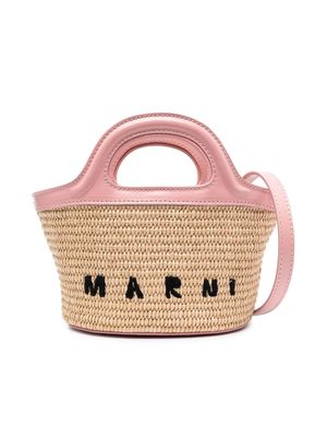 Marni Kids Tropicalia raffia shoulder bag - Neutrals