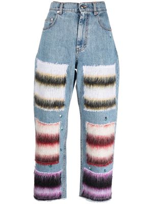 MARNI knit-patch straight-leg jeans - Blue