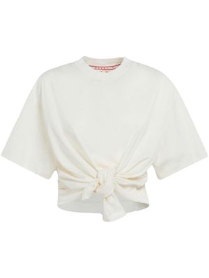 Marni knot-detail cropped cotton T-shirt - White