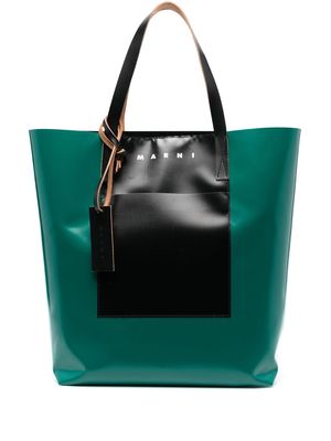 Marni large two-tone tote bag - Green