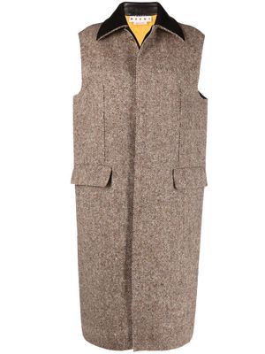 Marni leather collar waistcoat - Brown
