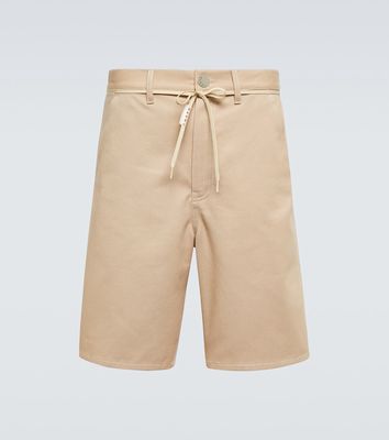 Marni Leather-trimmed cotton shorts