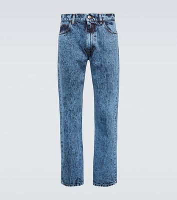 Marni Leather-trimmed straight jeans