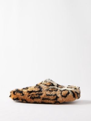 Marni - Leopard-print Faux-shearling Backless Loafers - Mens - Leopard Print