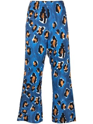Marni leopard-print straight leg trousers - Blue