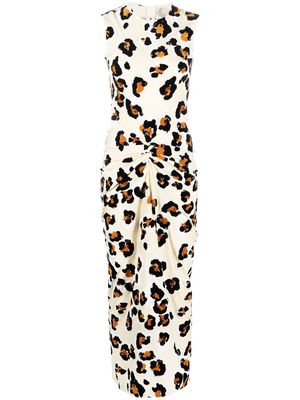 Marni leopard-print twist-detail dress - Neutrals