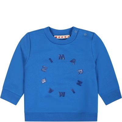 Marni Light Blue Sweatshirt For Baby Boy With Logo