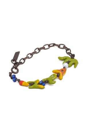 Marni logo-applique chain bracelet - Green