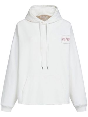 Marni logo-appliqué cotton hoodie - White