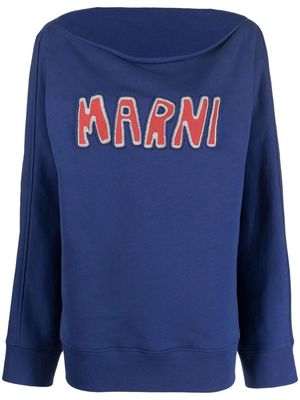 Marni logo boat neck sweatshirt - Blue