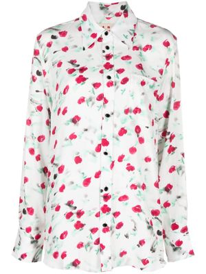 Marni logo-buttons floral-print shirt - White