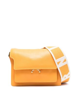Marni logo-debossed leather shoulder bag - Orange
