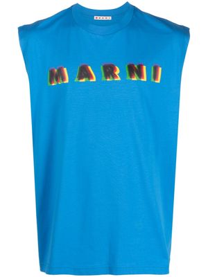 Marni logo-detail cotton tank top - Blue