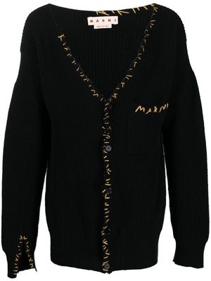 Marni logo-embroidered cardigan - Black