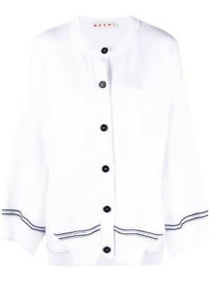 Marni logo-embroidered cardigan - White