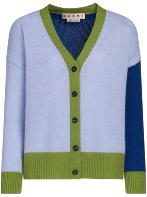 Marni logo-embroidered cashmere cardigan - Blue