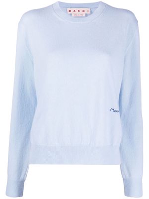 Marni logo-embroidered cashmere jumper - Blue