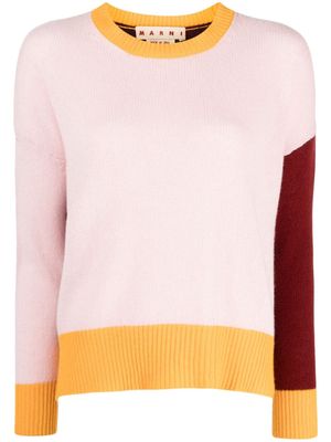 Marni logo-embroidered cashmere jumper - Pink