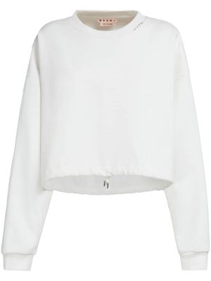 Marni logo-embroidered collar jumper - White