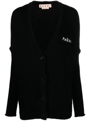 Marni logo-embroidered cotton cardigan - Black