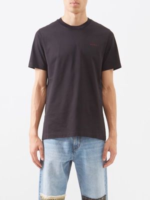 Marni - Logo-embroidered Cotton-jersey T-shirt - Mens - Navy