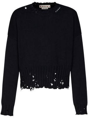 Marni logo-embroidered cotton jumper - Black