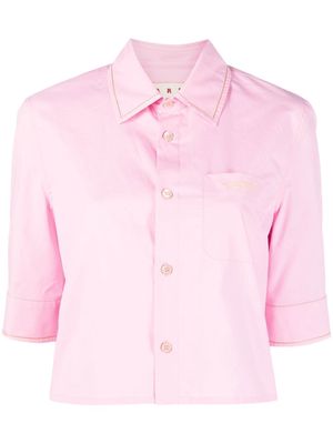 Marni logo-embroidered cropped shirt - Pink