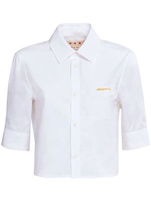 Marni logo-embroidered cropped shirt - White