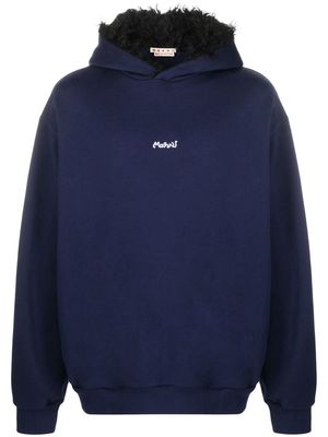 Marni logo-embroidered hoodie - Blue