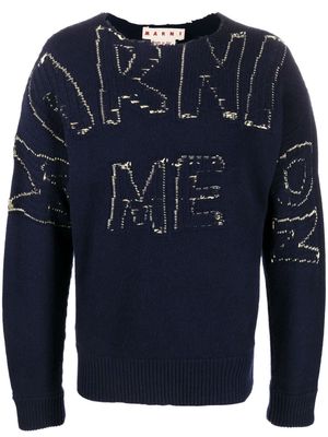 Marni logo-embroidered jumper - Blue