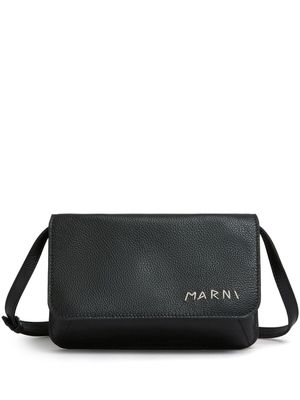 Marni logo-embroidered leather belt bag - Black