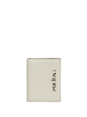 Marni logo-embroidered leather cardholder - White