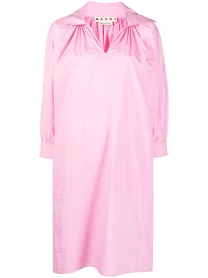 Marni logo-embroidered long-sleeve dress - Pink