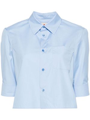 Marni logo-embroidered poplin cropped shirt - Blue