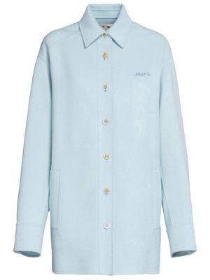 Marni logo-embroidered shirt jacket - Blue