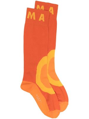 Marni logo-embroidered socks - Orange