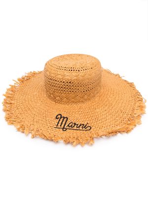 Marni logo-embroidered wide-brim hat - Neutrals