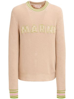 Marni logo-embroidery cotton jumper - Neutrals