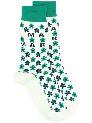 Marni logo floral socks - Green