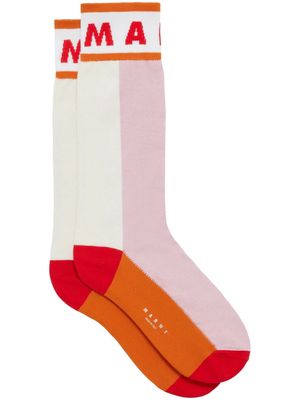 Marni logo-intarsia colour-block socks - Pink