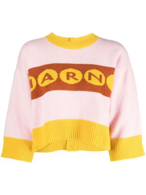 Marni logo-intarsia cropped jumper - Pink