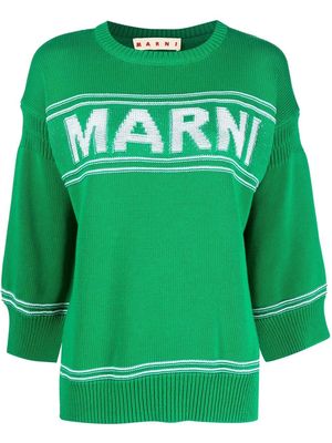 Marni logo intarsia-knit jumper - Green